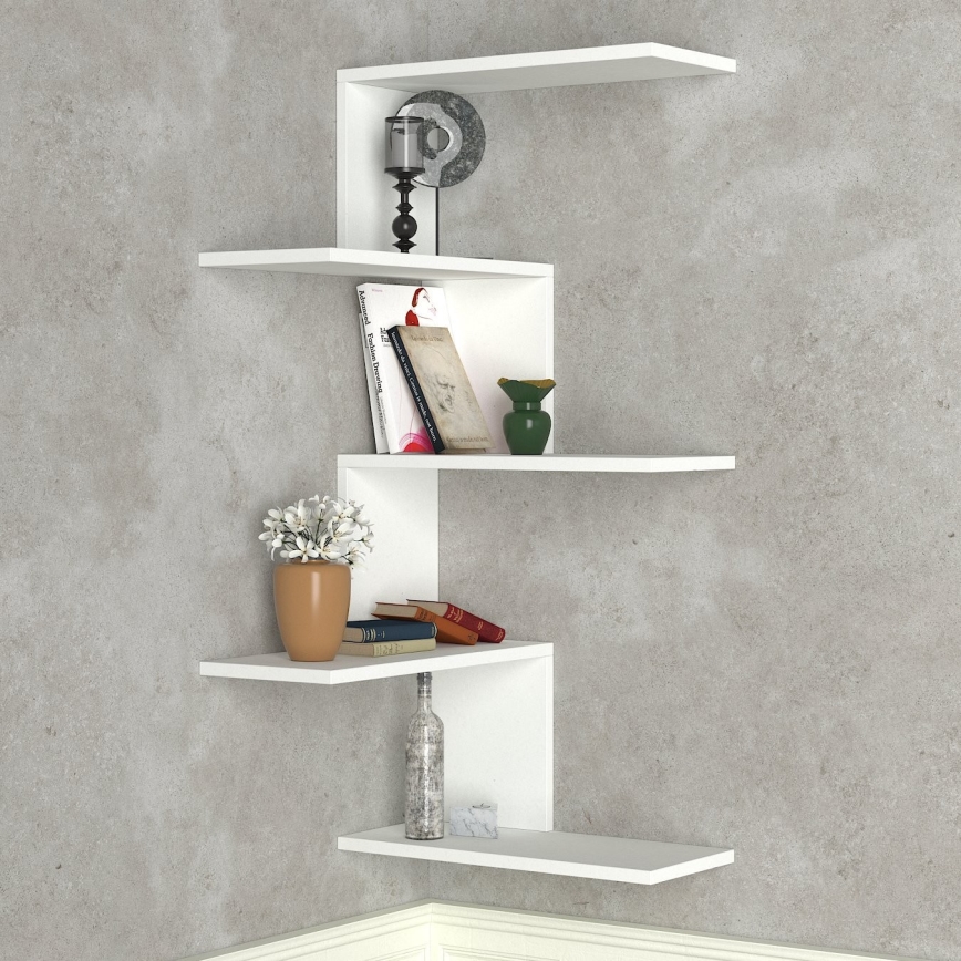 Prateleira de parede de canto CANIKO 109x51,5 cm branco
