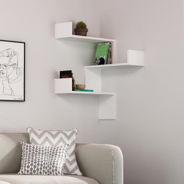 Prateleira de parede de canto LUKSA 90x60 cm branco