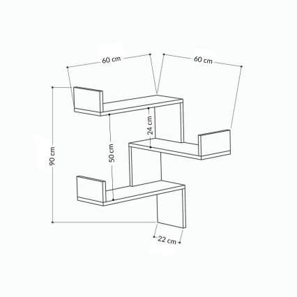 Prateleira de parede de canto LUKSA 90x60 cm branco
