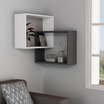 Prateleira de parede de canto RING 68x68 cm branco/antracite