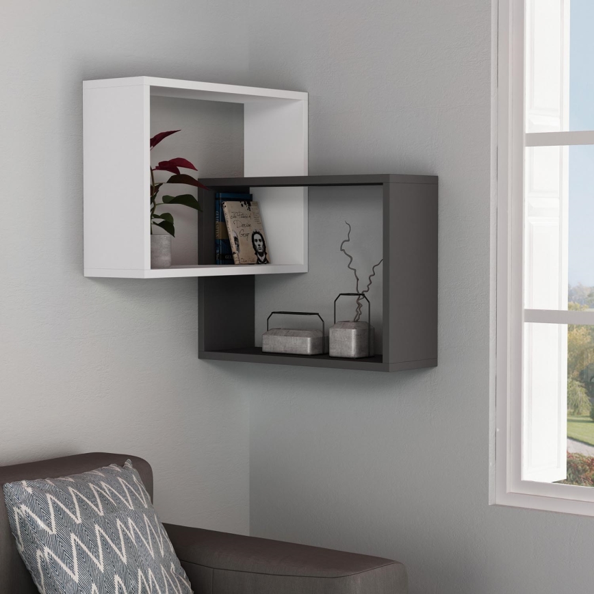 Prateleira de parede de canto RING 68x68 cm branco/antracite