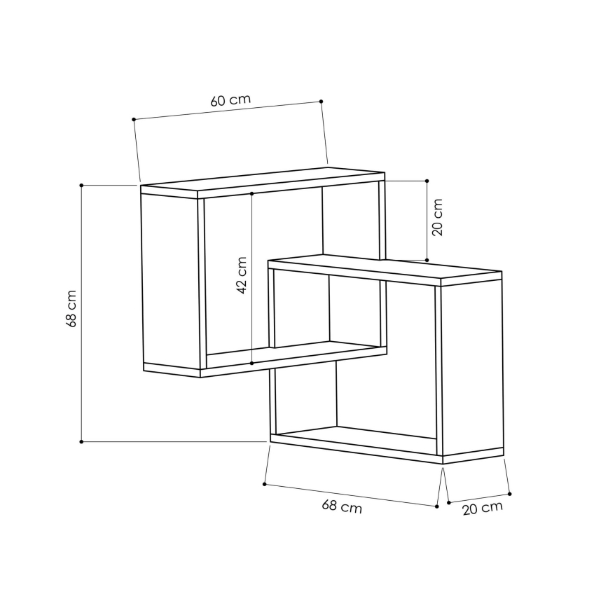 Prateleira de parede de canto RING 68x68 cm branco