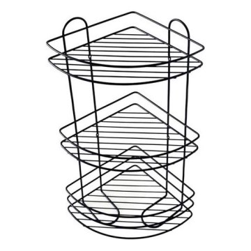 Prateleira de parede de três níveis para chuveiro 23x58 cm preta