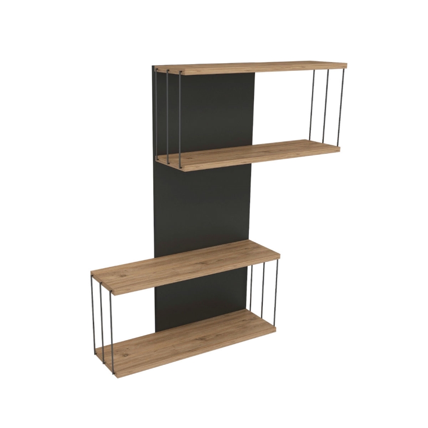 Prateleira de parede DESTAN 96x65 cm antracite/castanha