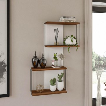 Prateleira de parede DESTAN 96x65 cm branco/castanho
