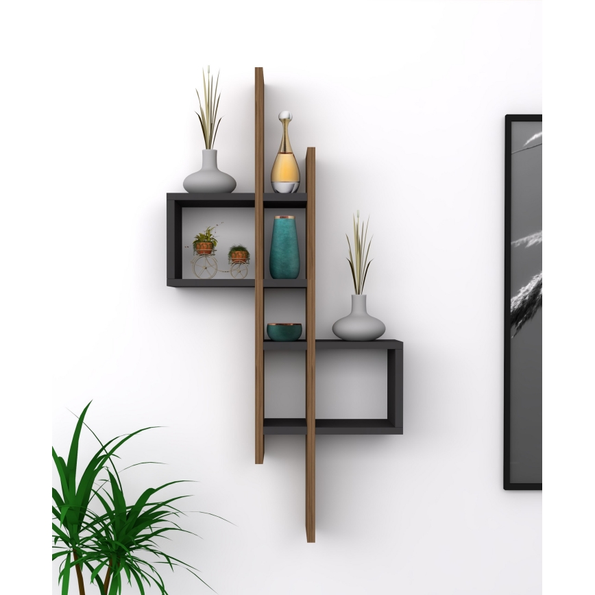 Prateleira de parede EMSE 108x53,8 cm castanho/antracite