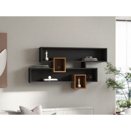 Prateleira de parede KAREN 120x72,2 cm antracite/castanho
