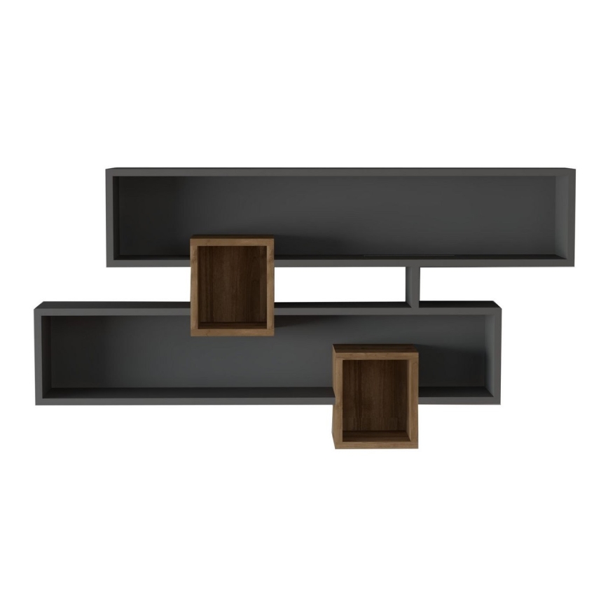 Prateleira de parede KAREN 120x72,2 cm antracite/castanho
