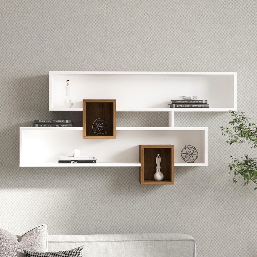 Prateleira de parede KAREN 120x72,2 cm branco/castanho