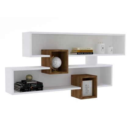Prateleira de parede KAREN 120x72,2 cm branco/castanho