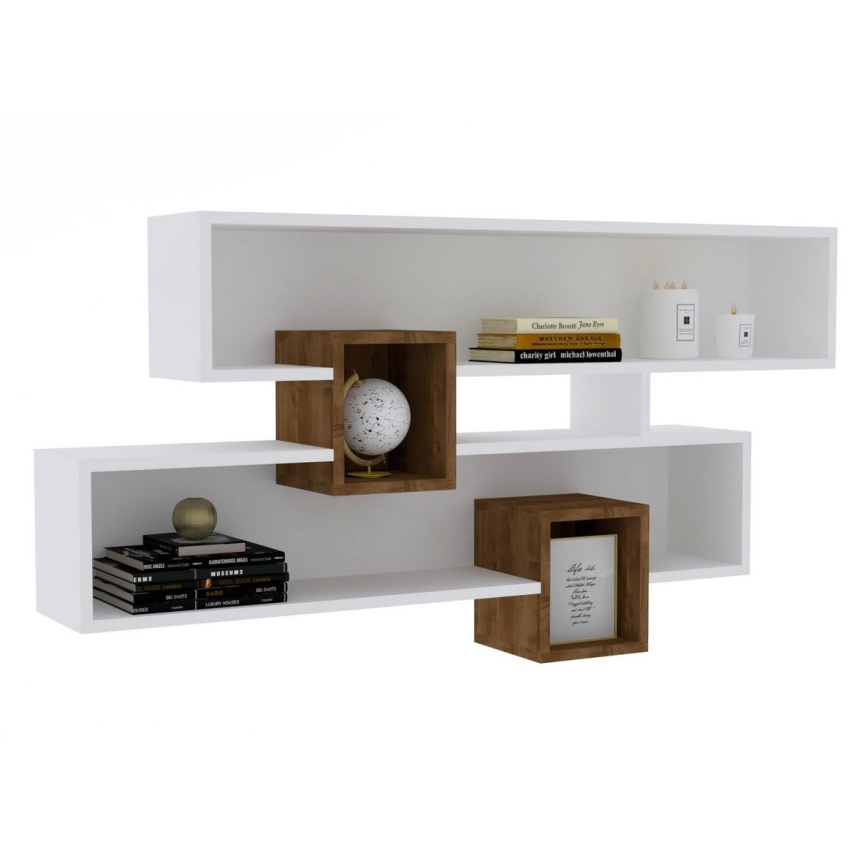 Prateleira de parede KAREN 120x72,2 cm branco/castanho