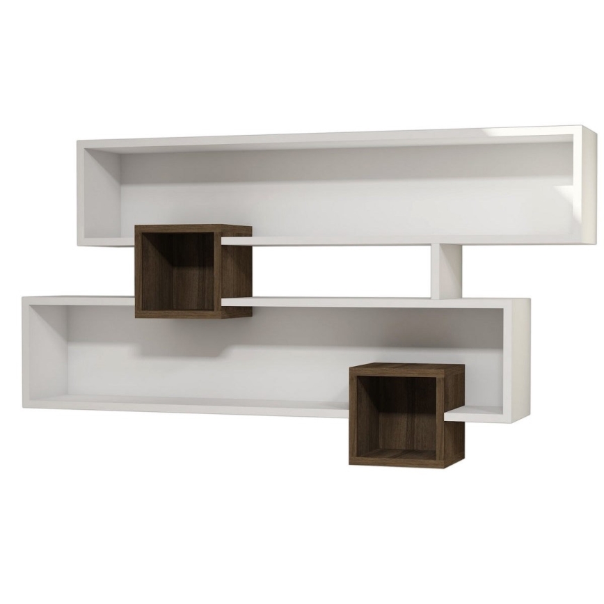 Prateleira de parede KAREN 120x72,2 cm branco/castanho