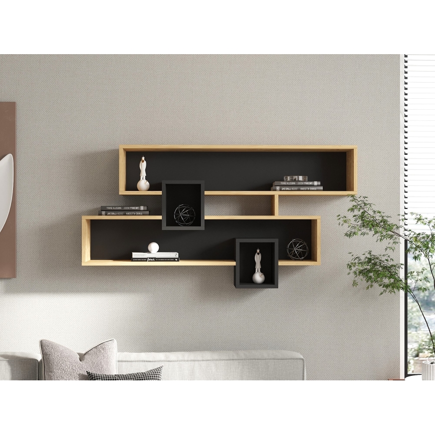 Prateleira de parede KAREN 120x72,2 cm castanho/antracite