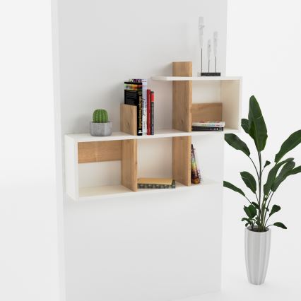 Prateleira de parede LAGOMOOD 59,6x97,2 cm branco/ bege