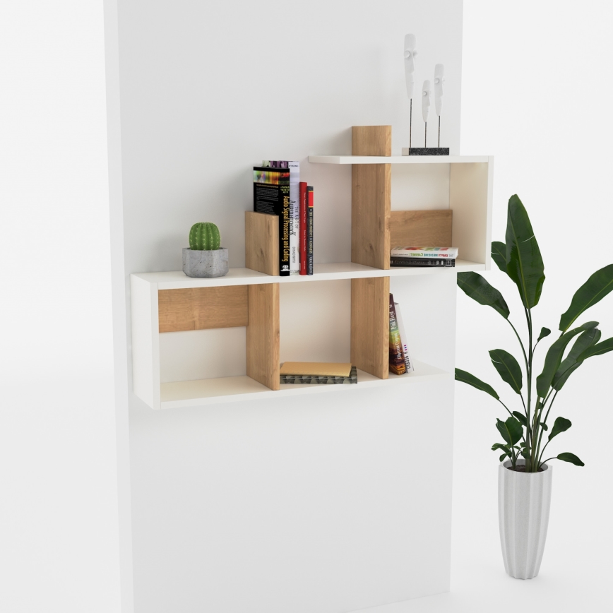 Prateleira de parede LAGOMOOD 59,6x97,2 cm branco/ bege