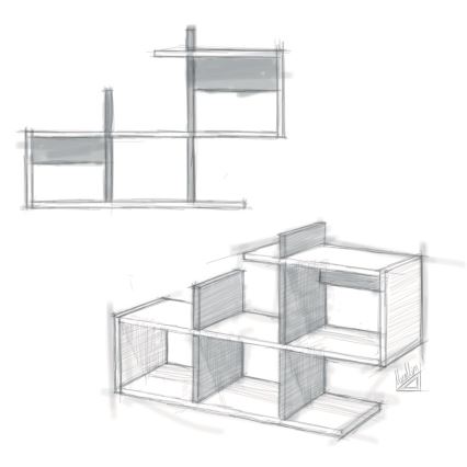 Prateleira de parede LAGOMOOD 59,6x97,2 cm branco/ bege