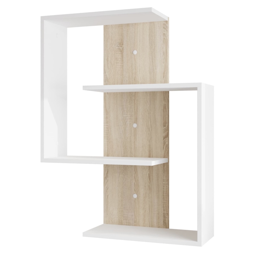 Prateleira de parede MORIKO 85x65 cm branco/castanho