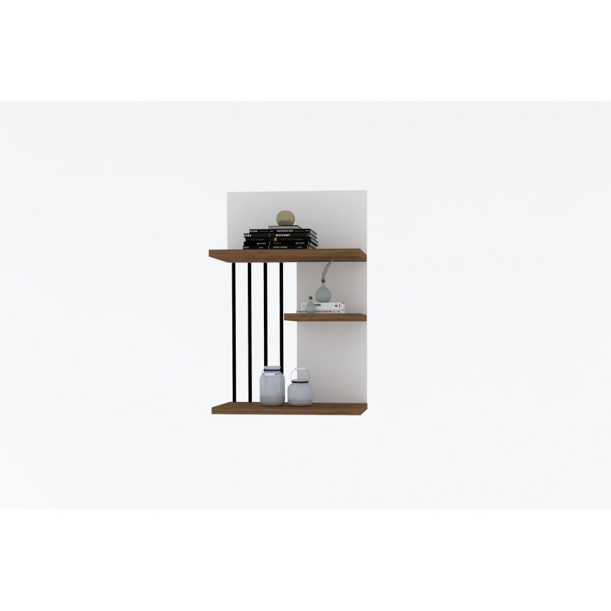 Prateleira de parede NEZMA 60x40 cm branco/preto/castanho/preto