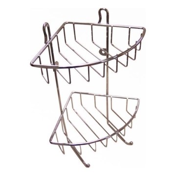Prateleira de parede para chuveiro com dois níveis 22,5x30 cm cromado brilhante