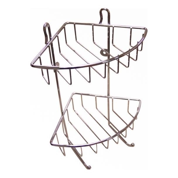 Prateleira de parede para chuveiro com dois níveis 22,5x30 cm cromado brilhante