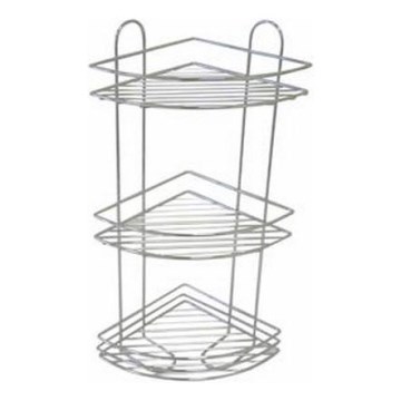 Prateleira de parede para chuveiro com três níveis 31x58 cm cromado brilhante