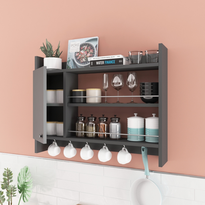 Prateleira de parede para cozinha KNERR 65x85 cm antracite