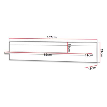 Prateleira de parede PRIME 12x104 cm castanho/branco