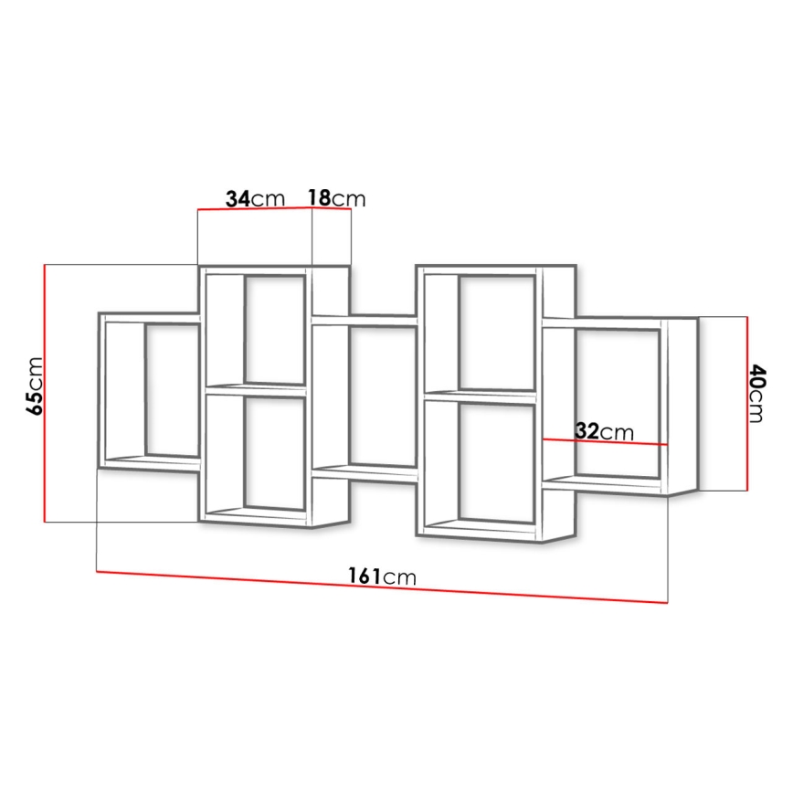 Prateleira de parede TRIO 65x161 cm branco