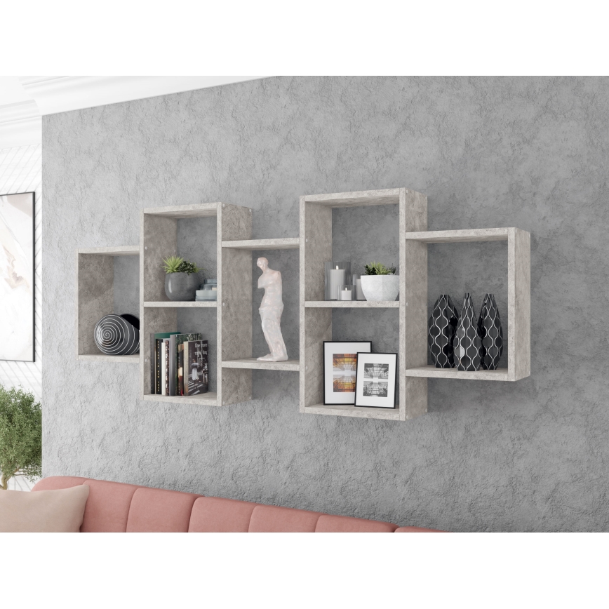 Prateleira de parede TRIO 65x161 cm cinzento
