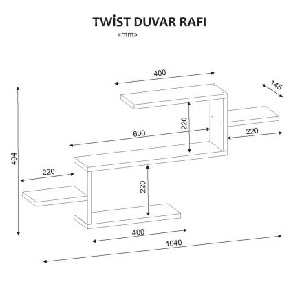 Prateleira de parede TWIST 49,4x104 cm branco