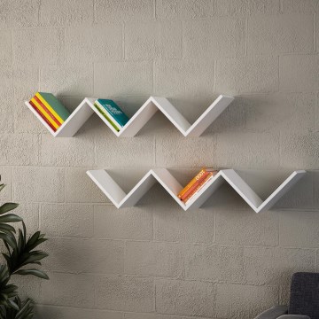 Prateleira de parede ZIG ZAG 24,5x129 cm branco