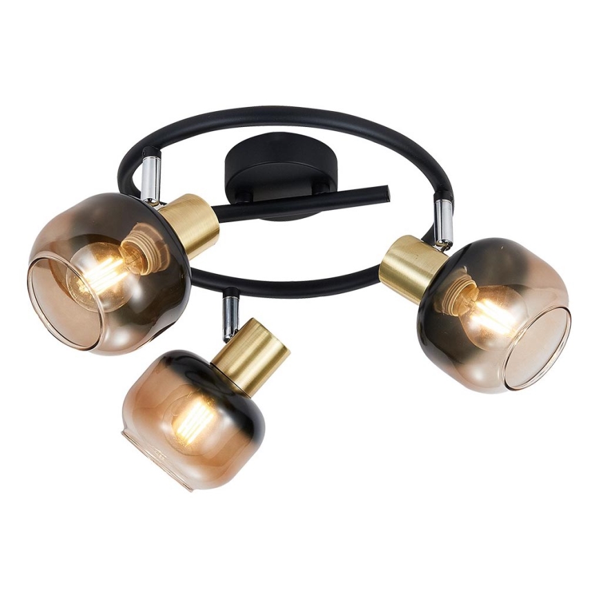 Prezent 27515 - Foco PEGAS 3xE14/40W/230V preto/fumado