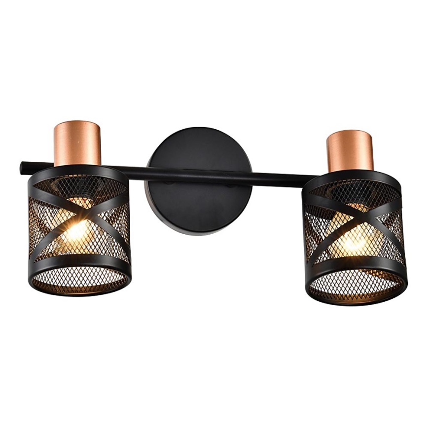 Prezent 75468 - Foco de parede ANTARES 2xE14/40W/230V preto/cobre