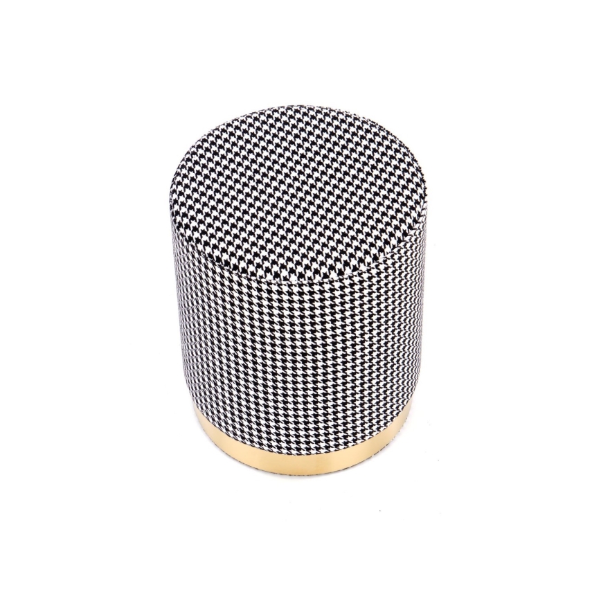 Pufe ARUNA diâmetro 36 cm branco/preto/dourado