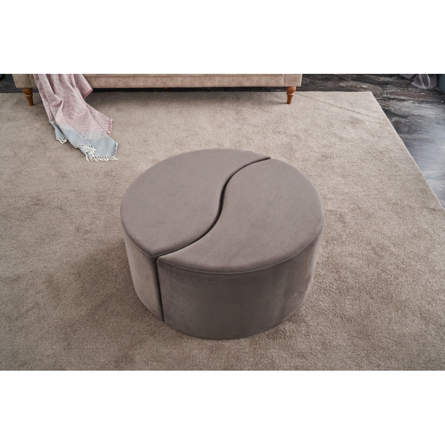 Pufe JING, Ø 80 cm, castanho