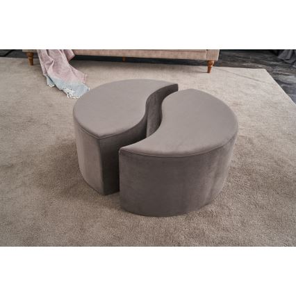 Pufe JING, Ø 80 cm, castanho