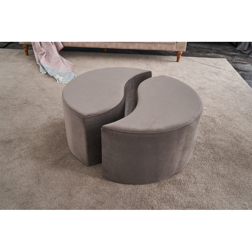 Pufe JING, Ø 80 cm, castanho
