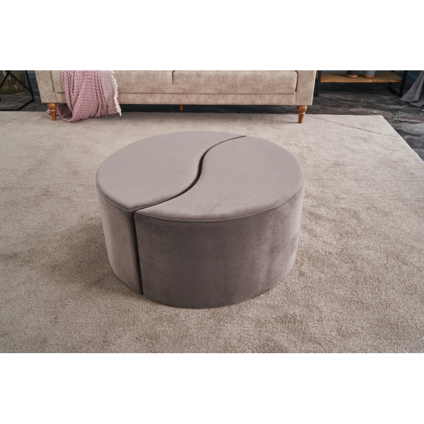 Pufe JING, Ø 80 cm, castanho