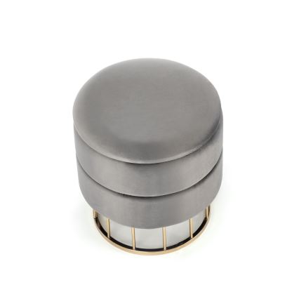 Pufe MINTY diâmetro 37 cm cinzento/dourado