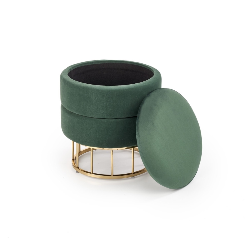 Pufe MINTY diâmetro 37 cm verde/dourado