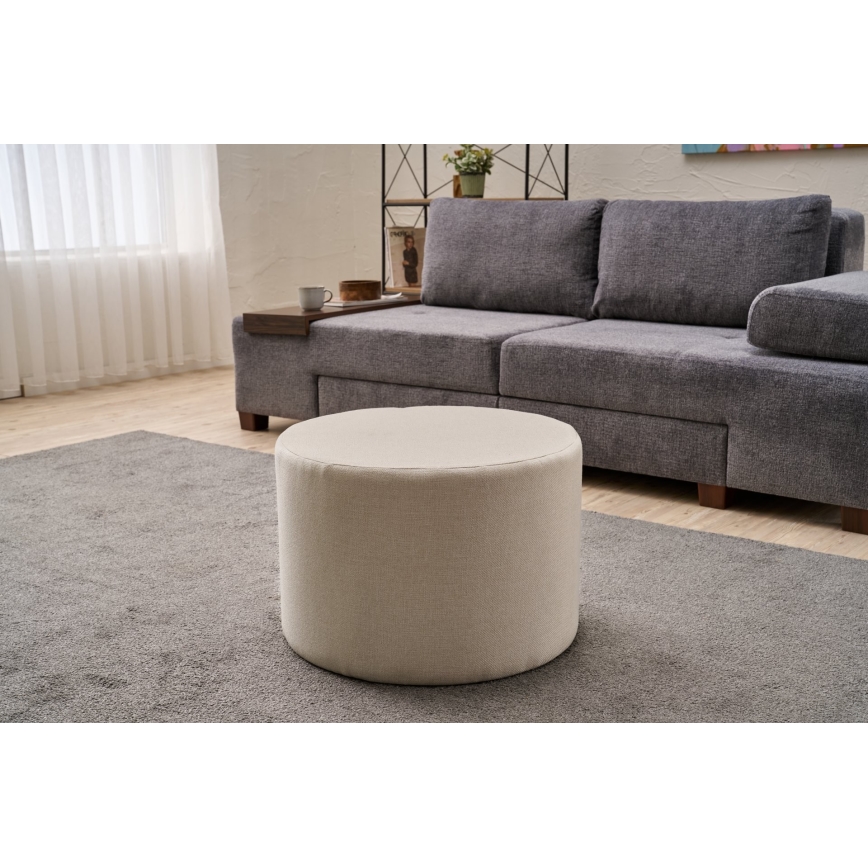 Pufe RABO, diâmetro 58 cm, creme