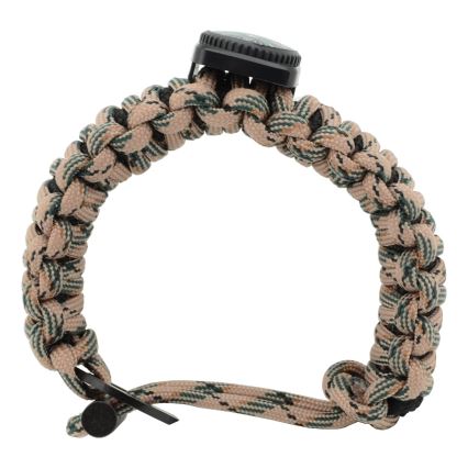 Pulseira multifuncional com bússola e pedra e aço bege
