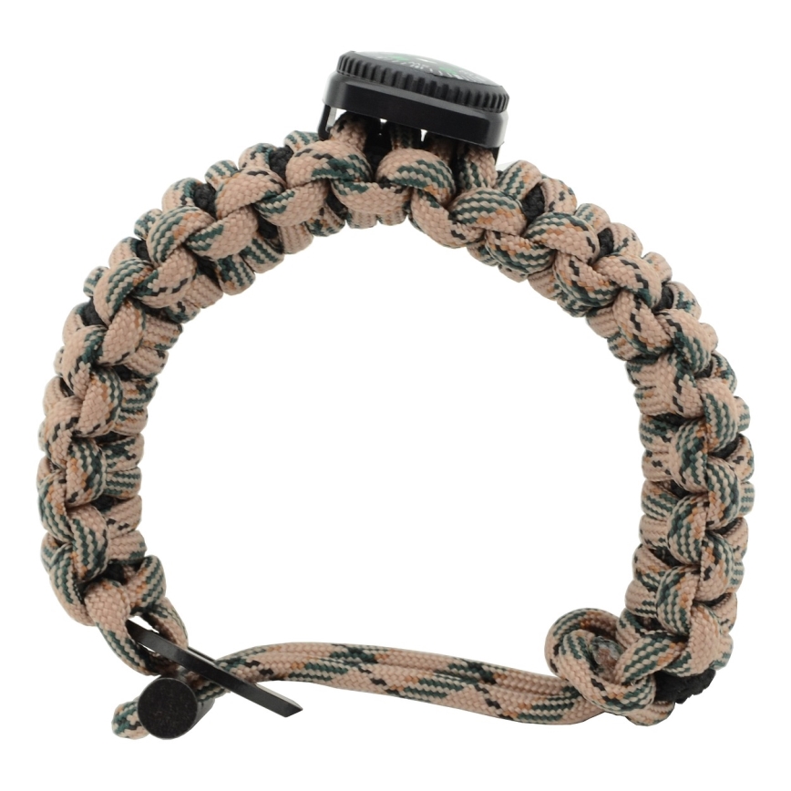 Pulseira multifuncional com bússola e pedra e aço bege