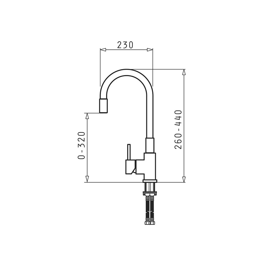 Pyramis 90919638 - Torneira para lava-loiça com braço flexível FLESSI preto