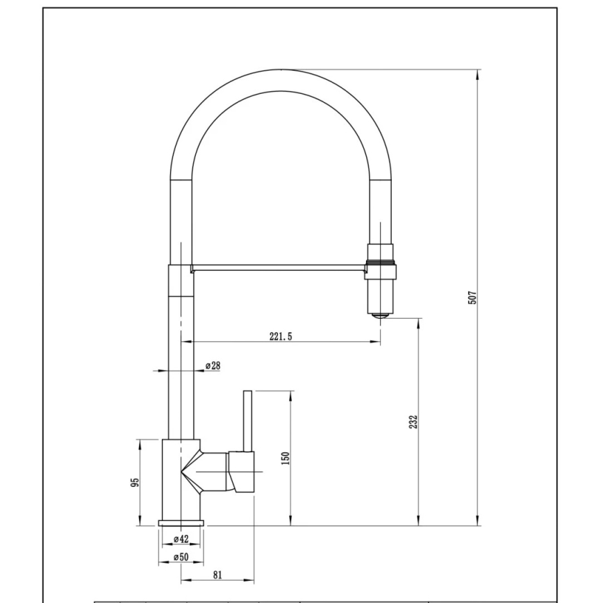 Pyramis 90939901 - Torneira para lava-loiça com braço flexível SERINA preto mate