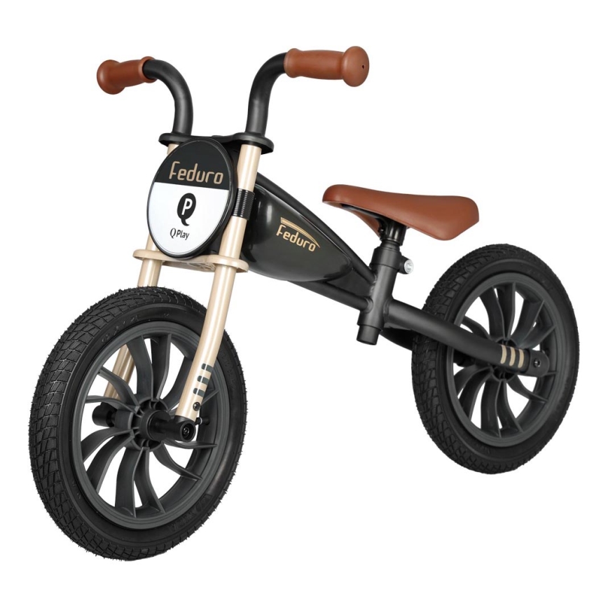 QPlay - Bicicleta de empurrar FEDURO preto/dourado