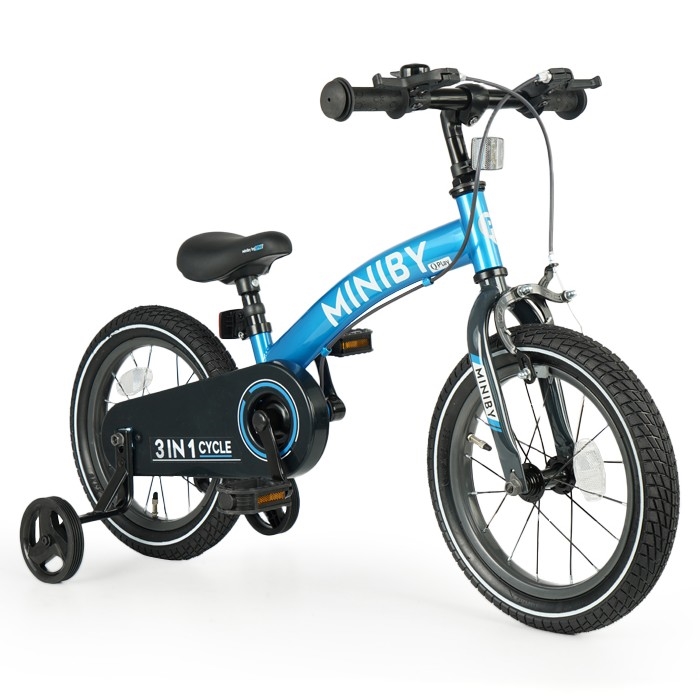 QPlay - Bicicleta para crianças 14" MINIBY 3em1 azul