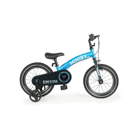 QPlay - Bicicleta para crianças 14" MINIBY 3em1 azul