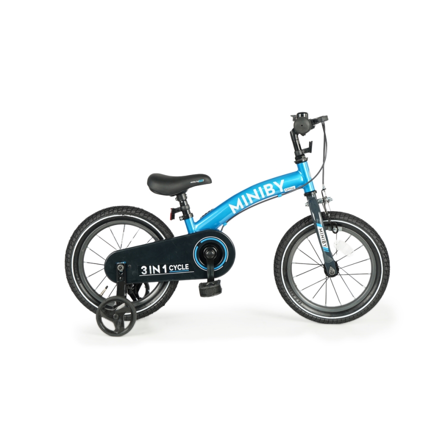 QPlay - Bicicleta para crianças 14" MINIBY 3em1 azul