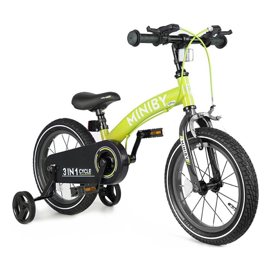 QPlay - Bicicleta para crianças 14" MINIBY 3em1 verde
